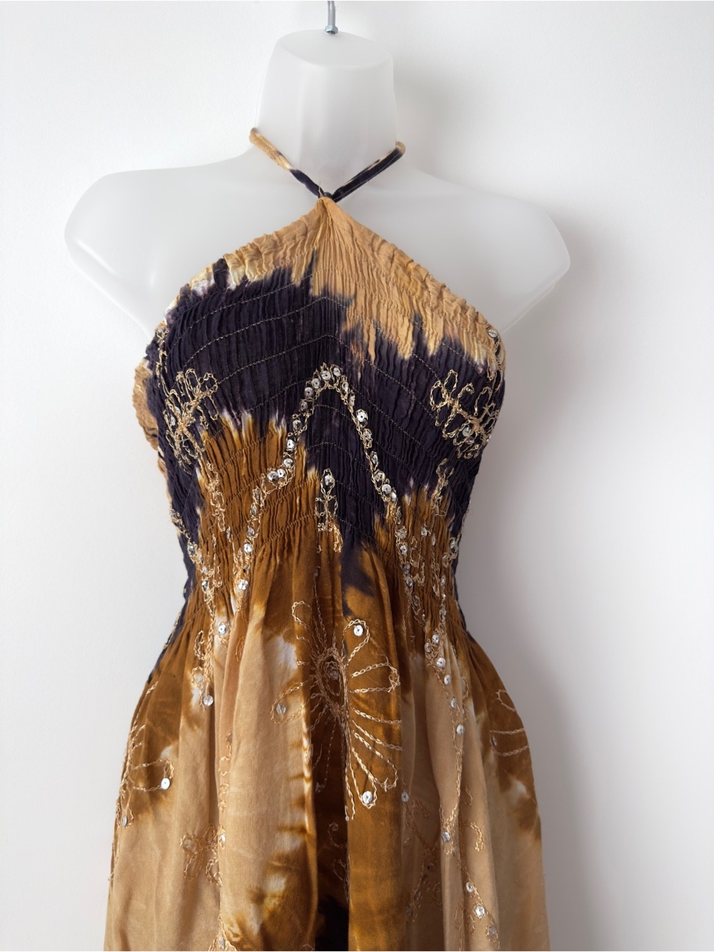 tie dye beach dress with sequins